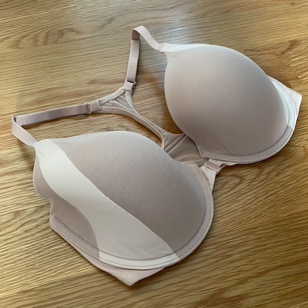 Victoria’s Secret Body by Victoria Perfect Coverage Racerback NUDE Bra 34DD - Picture 2 of 5